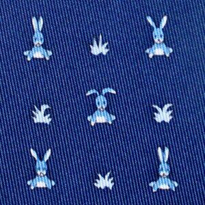 100% REAL HERMES TIE ~ LIGHT BLUE FUN LIGHT BLUE RABBITS PLAYING IN THE GRASS XL